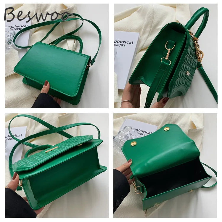 Embossed Chain Small Handbags for Women Vintage Shoulder Bag