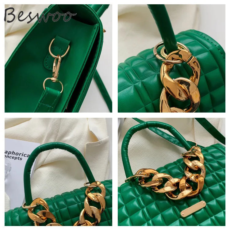Embossed Chain Small Handbags for Women Vintage Shoulder Bag