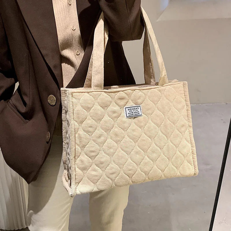 Corduroy Tote Bag for Women Winter Shoulder Handbags