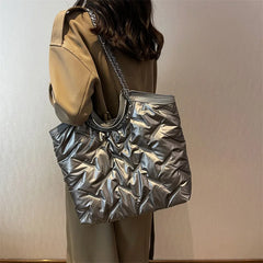 Winter Fluffy Big Shopping Shoulder Bags For Women Handbag Eiderdown