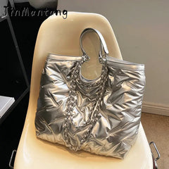 Winter Fluffy Big Shopping Shoulder Bags For Women Handbag Eiderdown