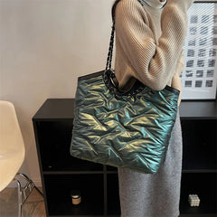 Winter Fluffy Big Shopping Shoulder Bags For Women Handbag Eiderdown