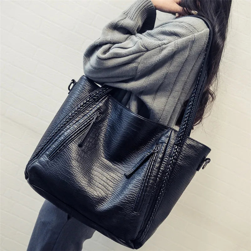 Women Large Capacity PU Handbag Shoulder Messenger Bag