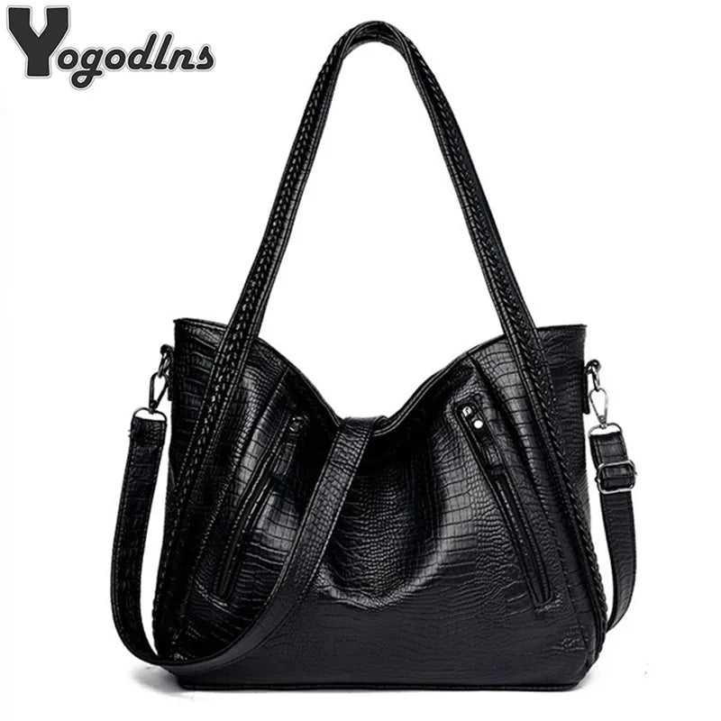 Women Large Capacity PU Handbag Shoulder Messenger Bag