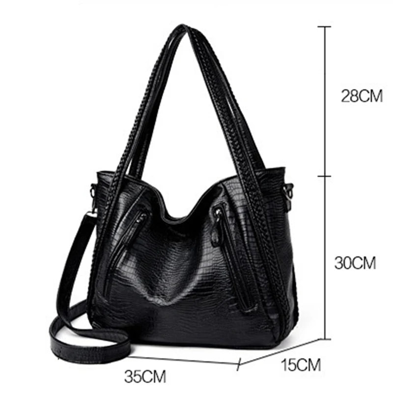 Women Large Capacity PU Handbag Shoulder Messenger Bag