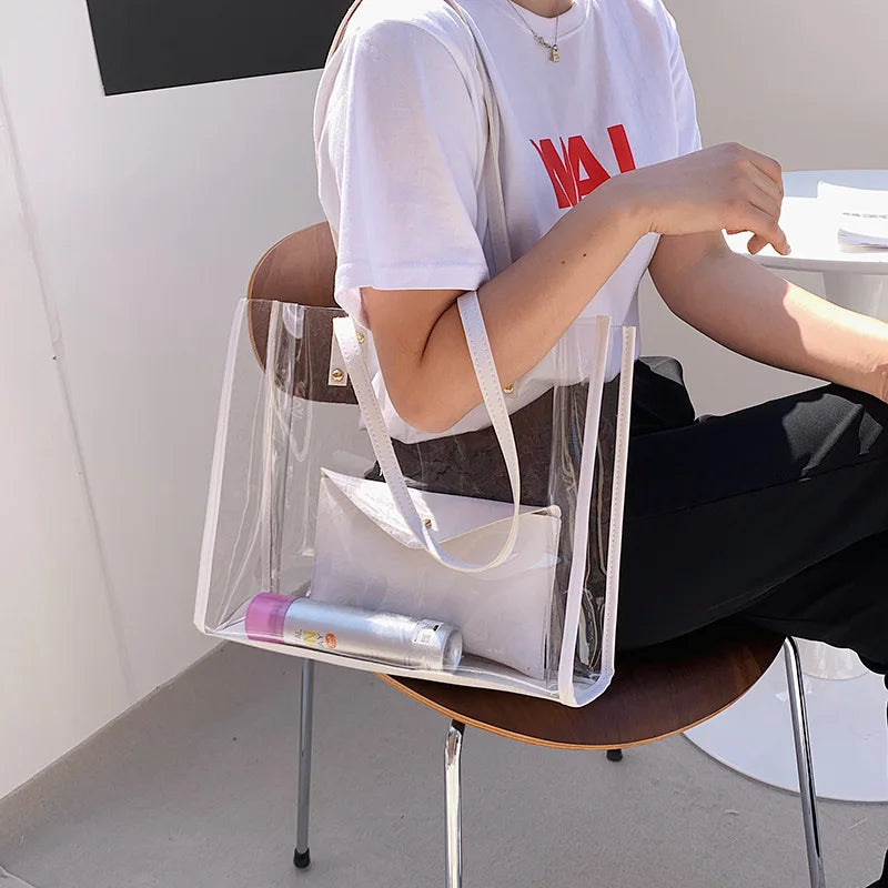 Female PVC Handbags Large Capacity Casual Shopper Bag