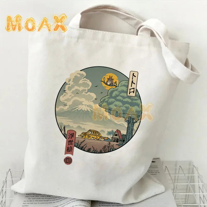 Totoro Tote Bag Japanese Anime Printing Shopping Bags for Women