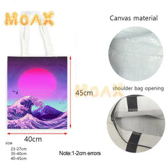 Totoro Tote Bag Japanese Anime Printing Shopping Bags for Women