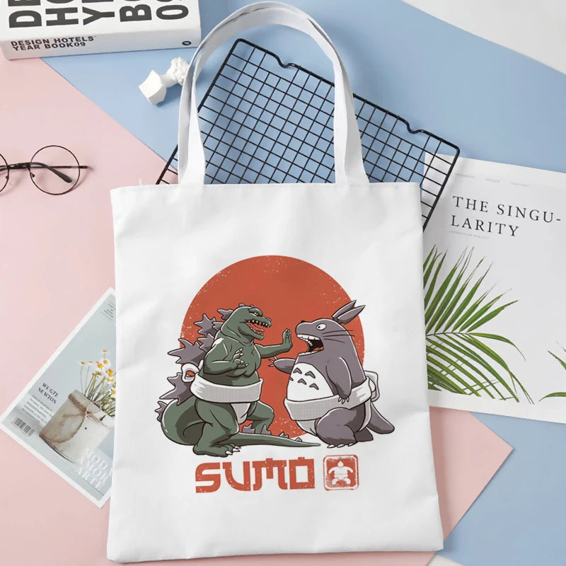 Totoro Shopping Bag Canvas Grocery Cotton Shopper Reusable Tote