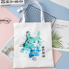 Totoro Shopping Bag Canvas Grocery Cotton Shopper Reusable Tote