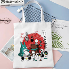 Totoro Shopping Bag Canvas Grocery Cotton Shopper Reusable Tote