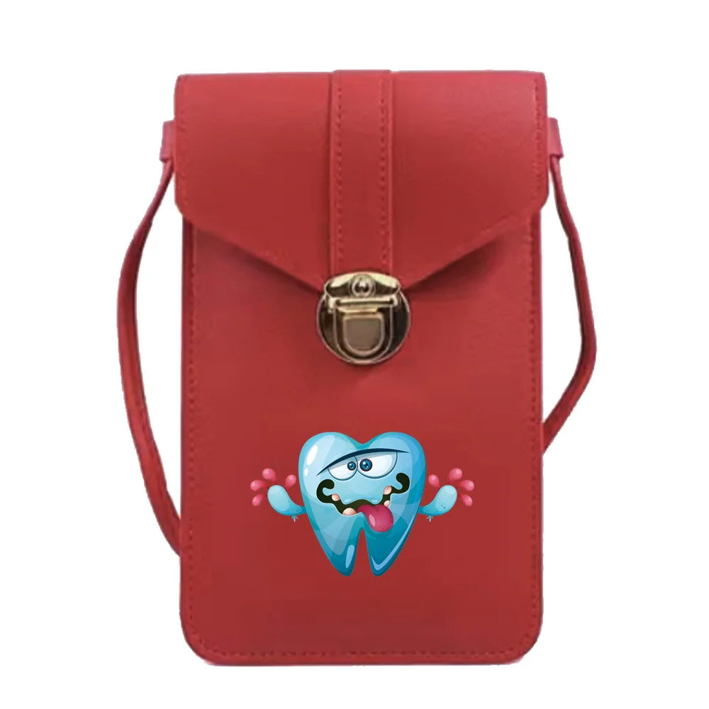 Touch Screen Cell Phone Bag Teeth Printed Handbags Women Shoulder Bags