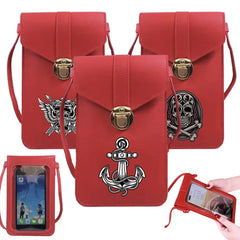 Skull Print Touch Screen Cell Phone Bag for Samsung/iPhone/Huawei