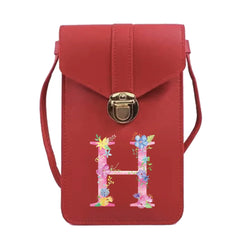 Touch Screen Cell Phone Bag Universal Women Shoulder Bag Pink 26 Letter Print