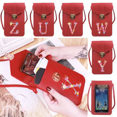 Touch Screen Cell Phone Bag Universal Women Shoulder Bag Pink 26 Letter Print