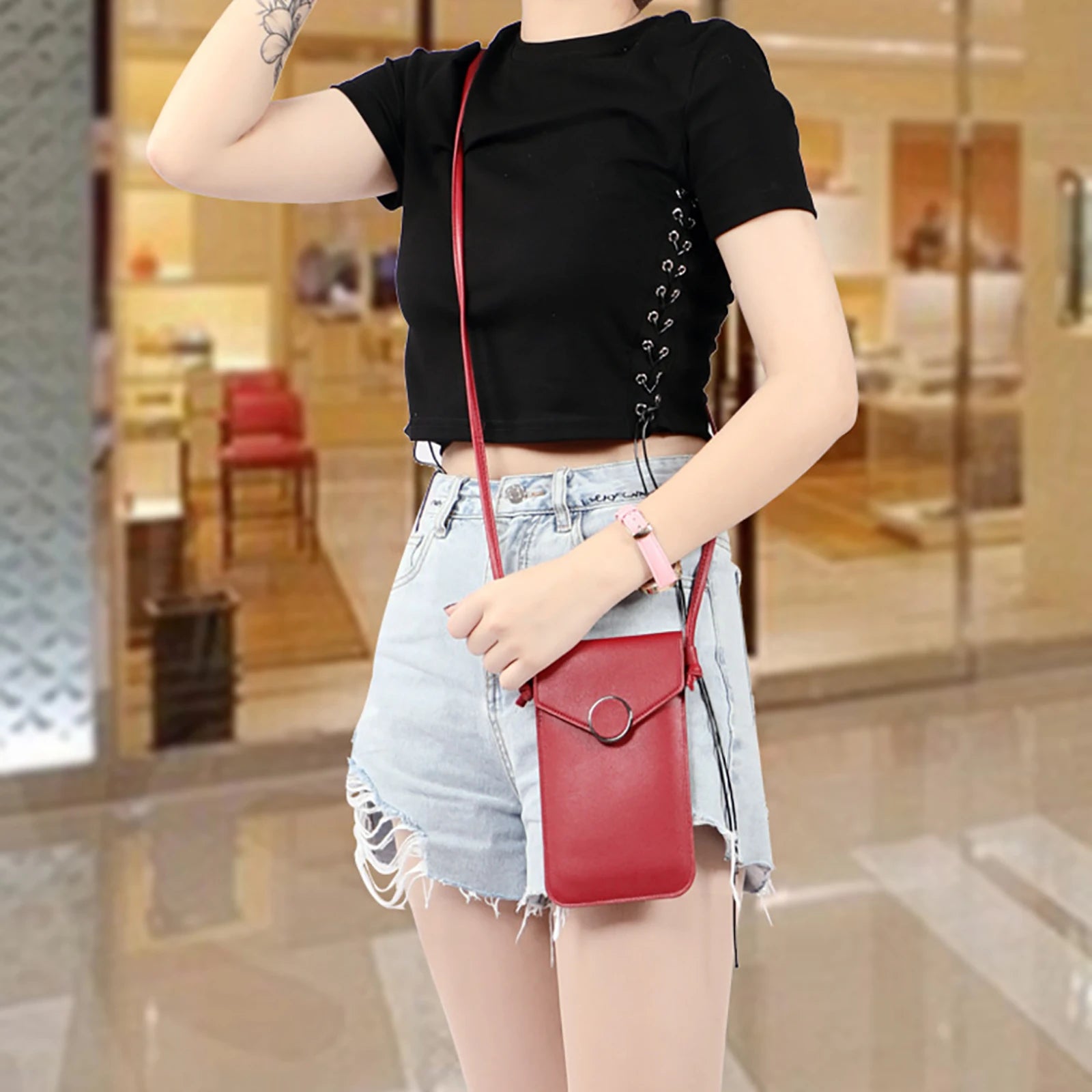 Touch Screen Cell Phone Purse Smartphone Wallet Leather Shoulder Strap Handbag
