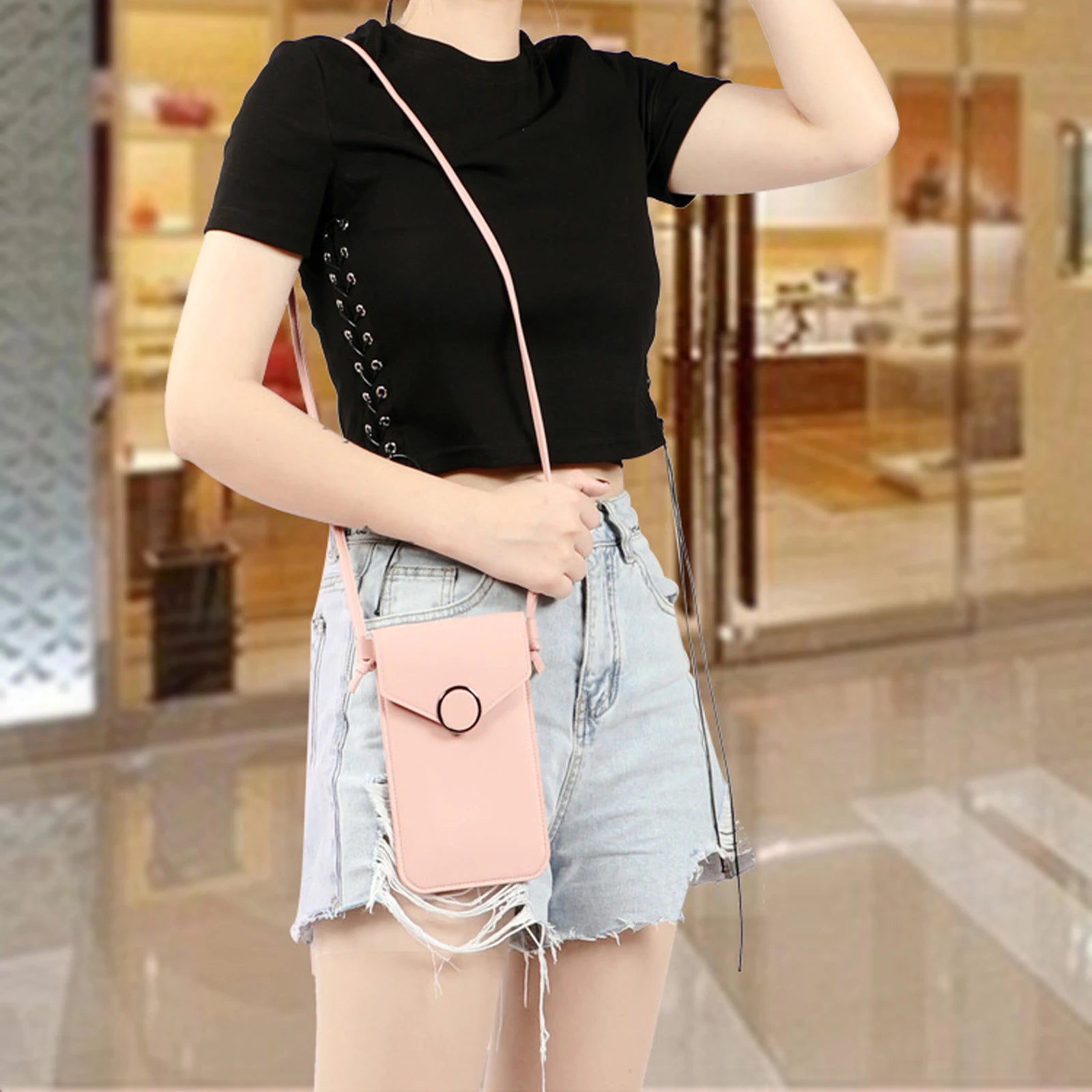 Touch Screen Cell Phone Purse Smartphone Wallet Leather Shoulder Strap Handbag