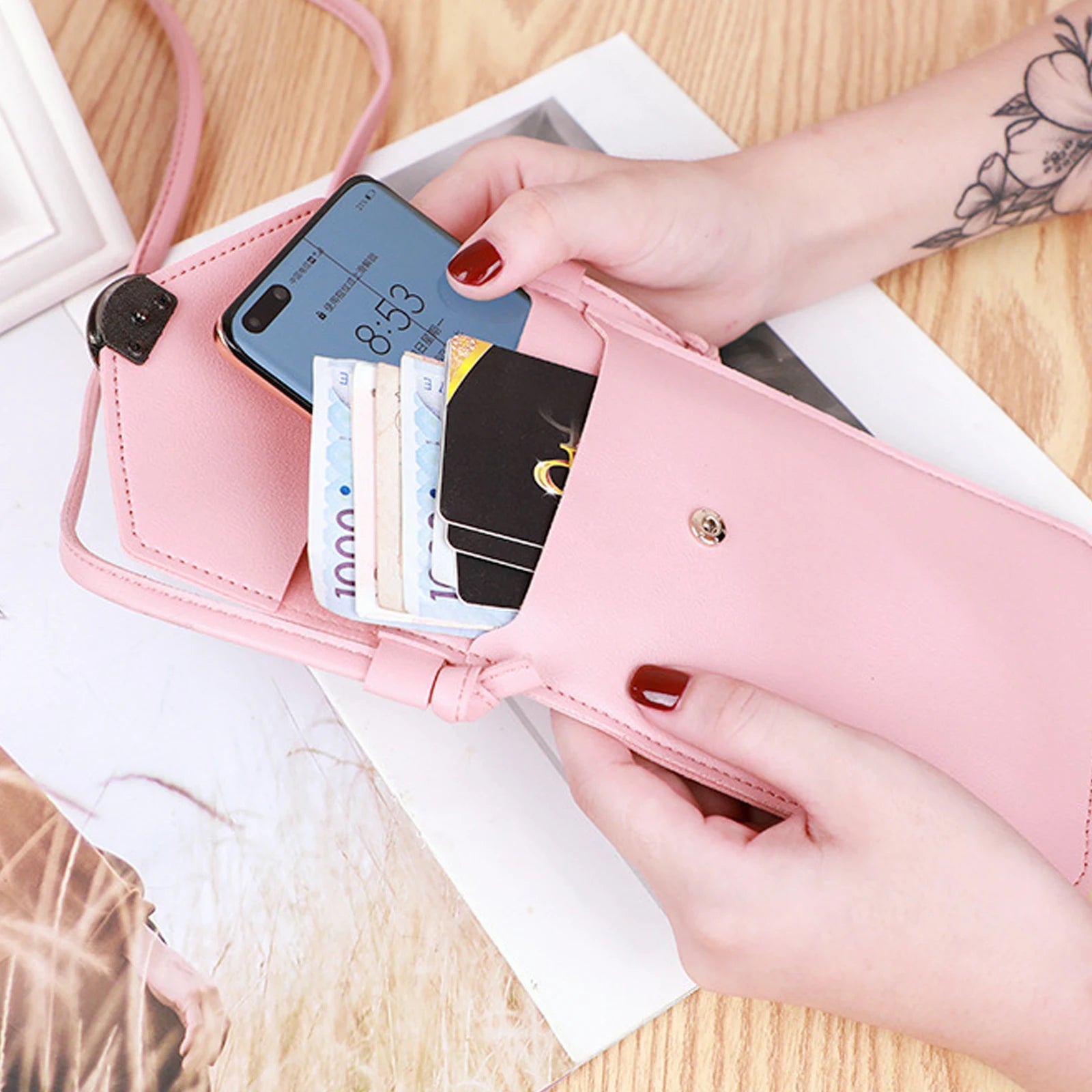 Touch Screen Cell Phone Purse Smartphone Wallet Leather Shoulder Strap Handbag