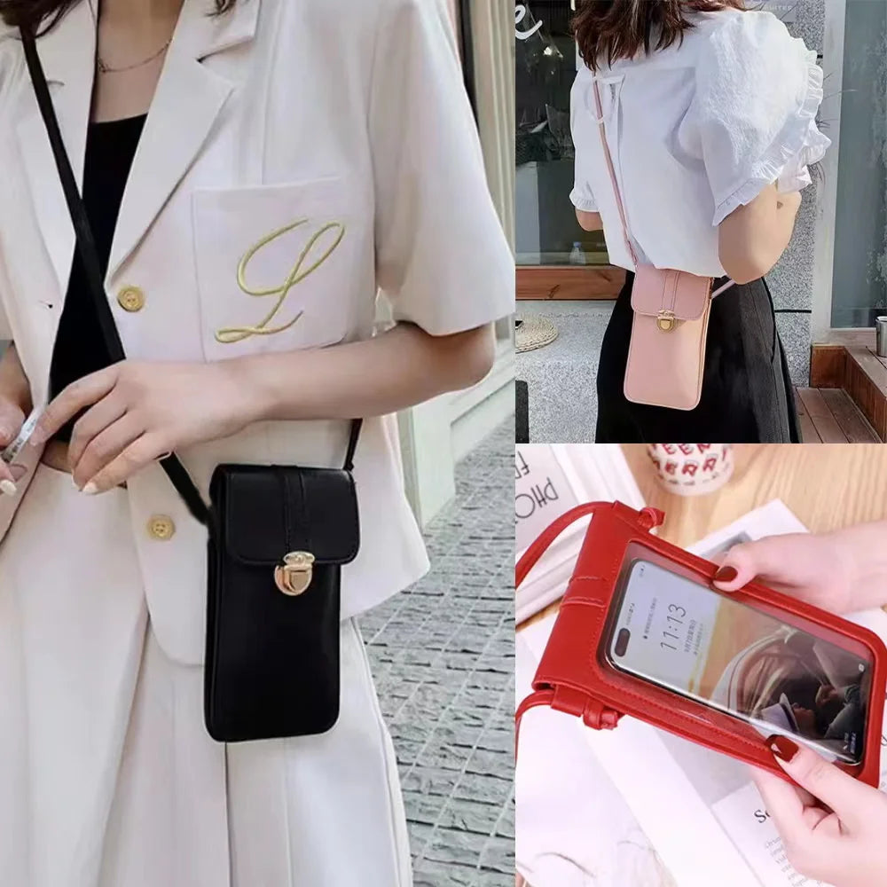 Rainbow Letters Print Cell Phone Shoulder Bag Handbag