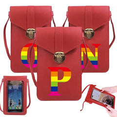 Rainbow Letters Print Cell Phone Shoulder Bag Handbag