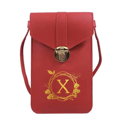 Touch Screen Cell Phone Shoulder Bag Universal Handbag Wreath Letters Print