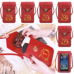 Touch Screen Cell Phone Shoulder Bag Universal Handbag Wreath Letters Print