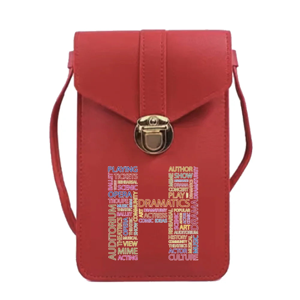 Women's Text Print Touch Screen Shoulder Bag for Samsung/iPhone/Huawei
