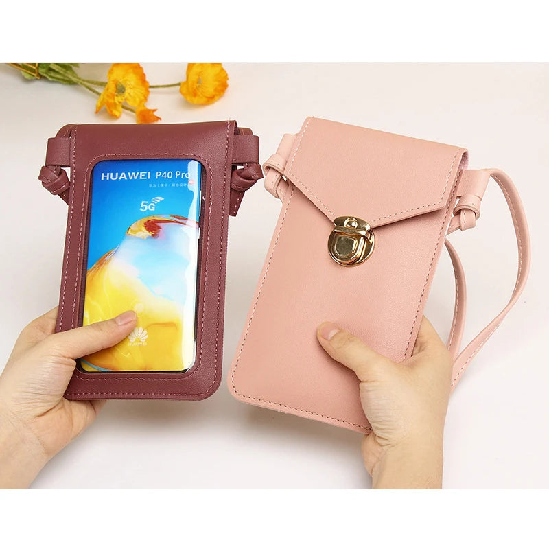Touch Screen Leather Cell Phone Bag Multifunction Shoulder Bag Wallet