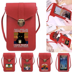 Universal Touch Screen Mobile Phone Bag Pew Print Women Purse