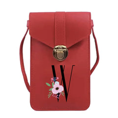 Touch Screen Mobile Phone Bag Flower Letters Print Wallet Women Shoulder Bags