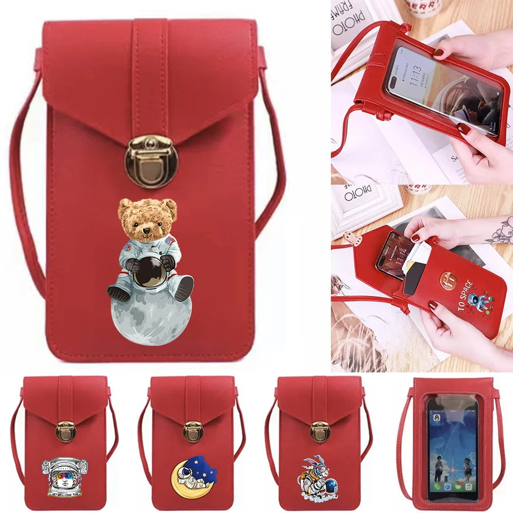 Universal Touch Screen Crossbody Bag with Astronaut Print