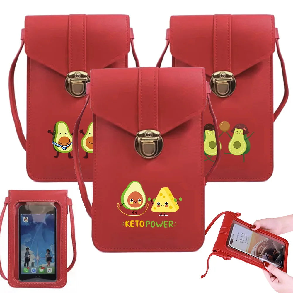Avocado Printed Crossbody Shoulder Bag for Mobile Phones