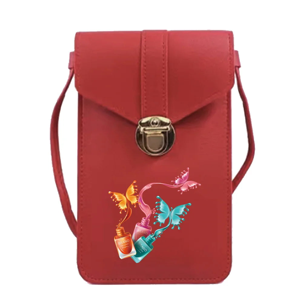 Butterfly Print Crossbody Shoulder Bags Women Leather Purse Handbag