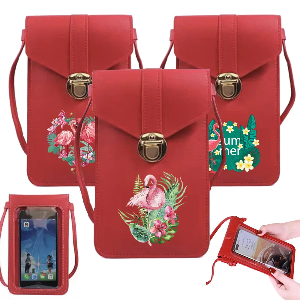 Flamingo Print Crossbody Shoulder Bag for IPhone/Huawei/LG Mobile