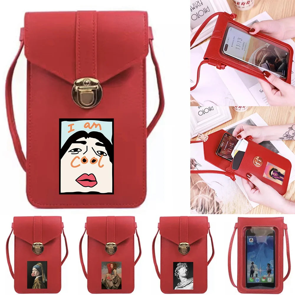 Touch Screen Universal Crossbody Shoulder Bag Leather Purse Handbag
