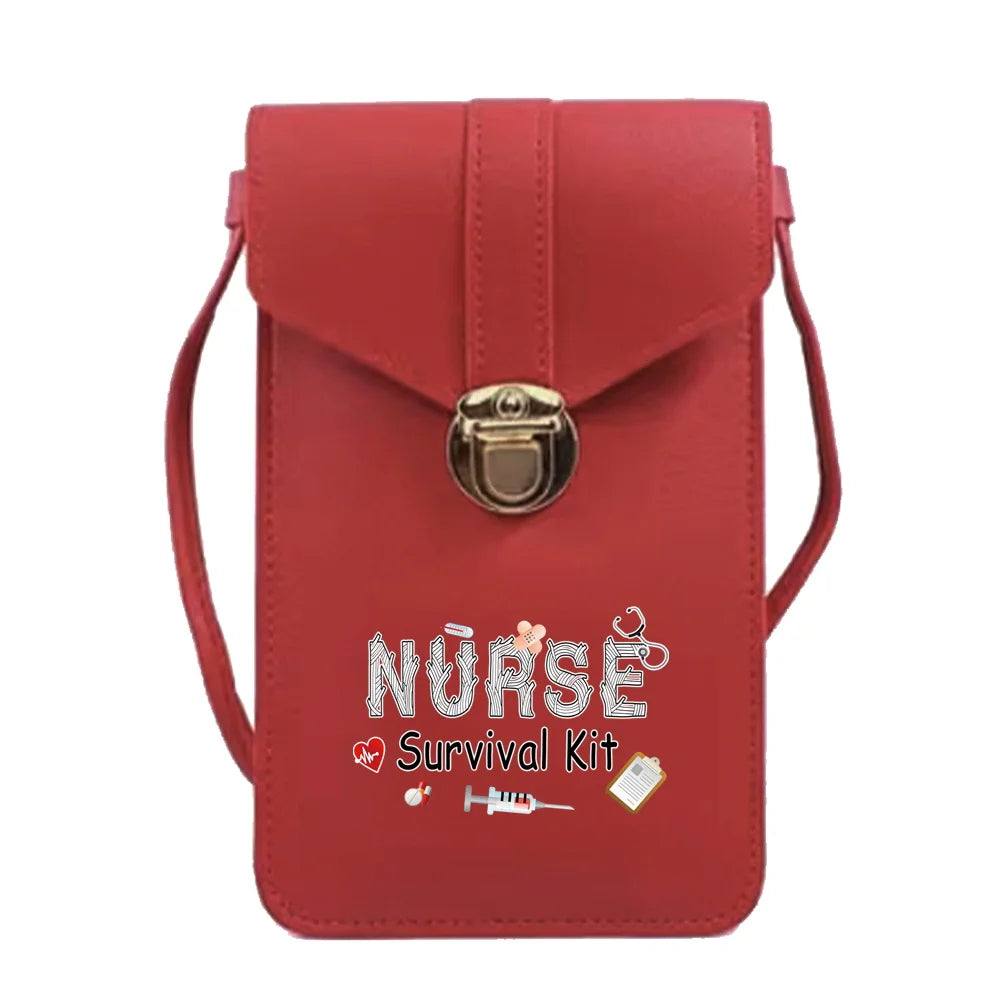Touch Screen Universal Crossbody Shoulder Bag PU Leather Handbag Nurse Series