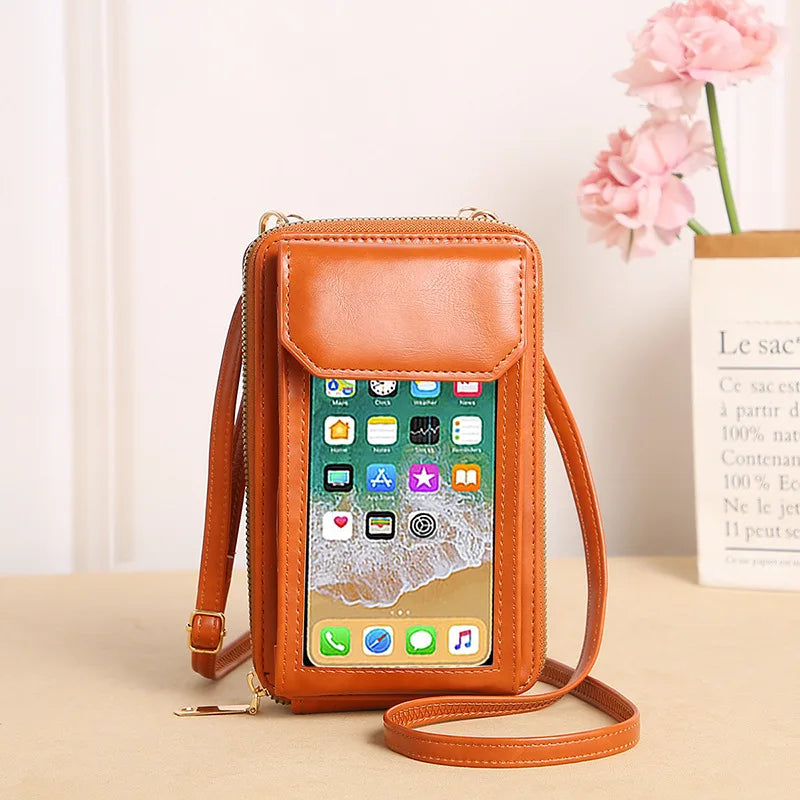 Touch-screen Cell Phone Bag Hand Bags for Womens PU Leather Crossbody Bags