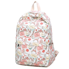 Canvas Cartoon Printing Women Backpack Student School Bag for Teenage Girls