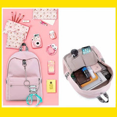 Waterproof Nylon Women Backpack Girls Drawstring Bow Chains School Bag Bookbags