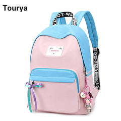 Waterproof Women Patchwork Backpack School Bags for Student Girls