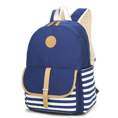 Preppy School Bags Backpack For Girls Canvas Striped Women Laptop Bagpack
