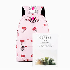 Women Cherry Backpack Polyester School Bags For Teenage Girls