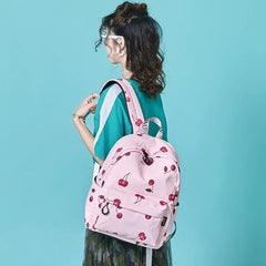 Women Cherry Backpack Polyester School Bags For Teenage Girls