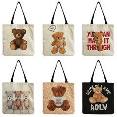 Toy Bear Cartoon Animal Printed Tote Women Shoulder Bag