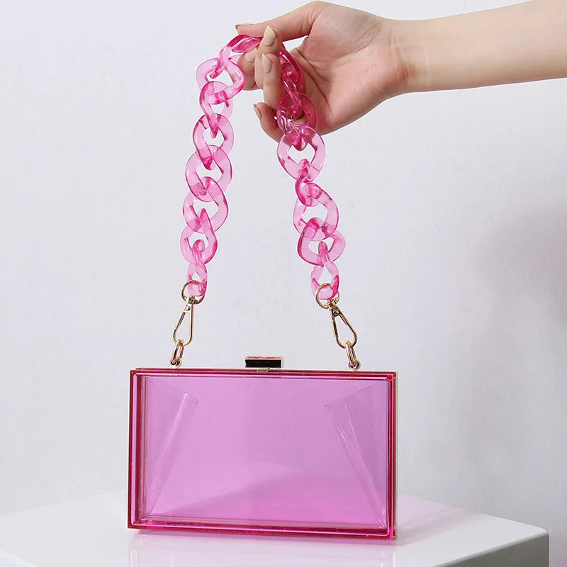 Acrylic Jelly Crossbody Bag for Women Clear Clutch Wedding Purse