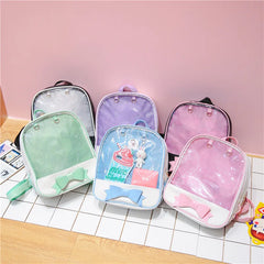 Transparent PVC Backpack Women Shoulder Bag Itabag Mochila Bookbag Bolsa