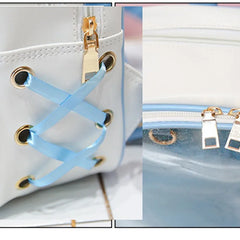 Clear PVC Backpack Teen Girls School Bag with Bow-knot