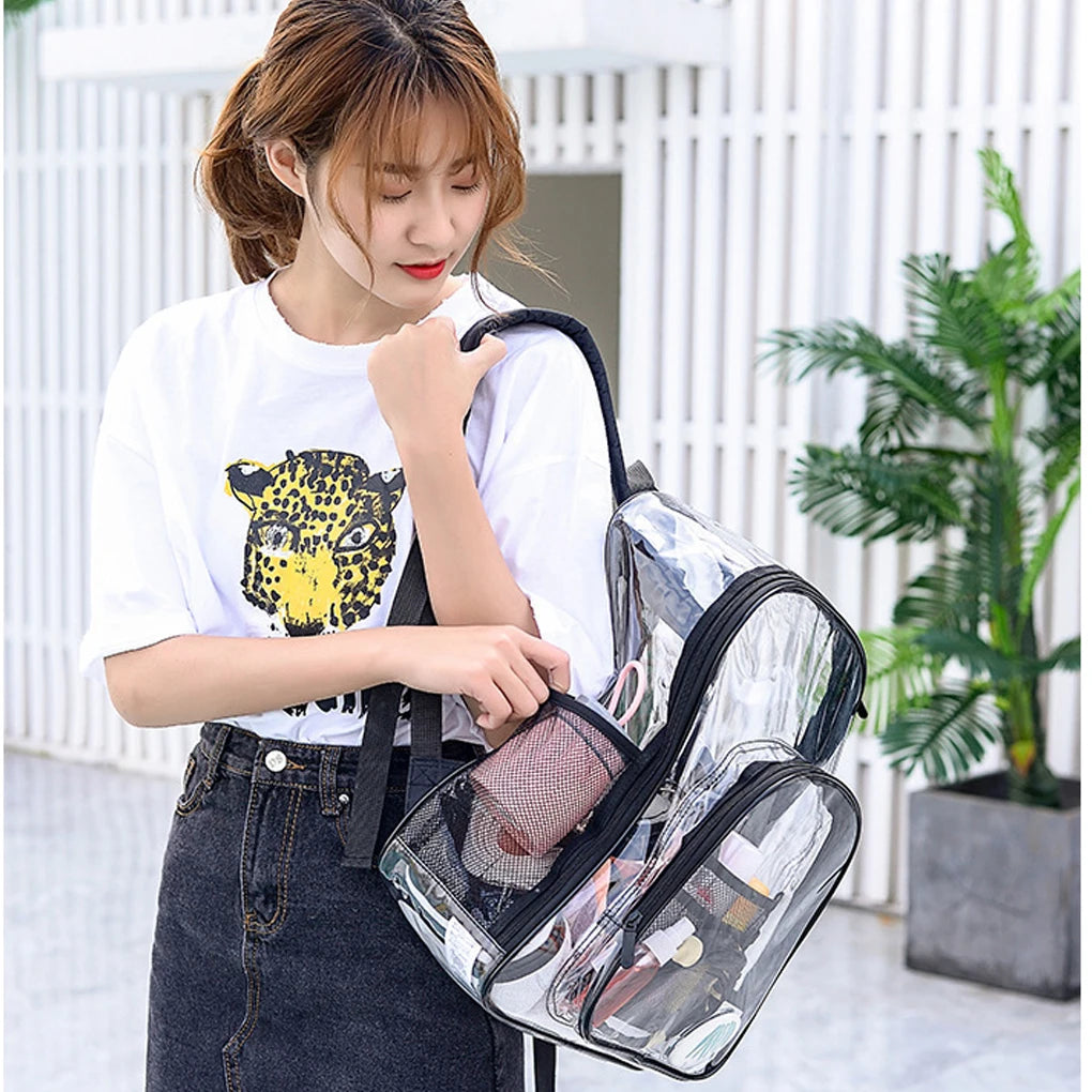 Transparent Backpack Waterproof Laptop Shoulder Bag Travel Hiking
