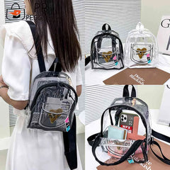 Transparent Backpack Waterproof Letter Love PVC Women College Students
