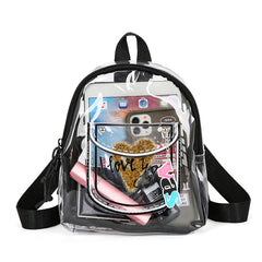 Transparent Backpack Waterproof Letter Love PVC Women College Students